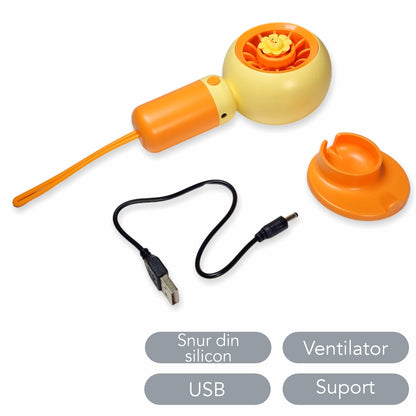 Ventilator, cu acumulator, Naimeed D5830, USB, Portocaliu, 80x150x57mm