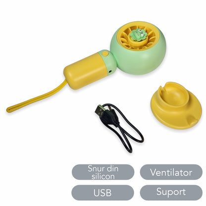 Ventilator, cu acumulator, Naimeed D5832, USB, Galben, 80x150x57mm