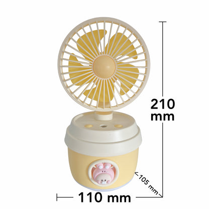 Ventilator si Umidificator, cu acumulator, Naimeed D5835, USB, Galben, 110x210x105mm