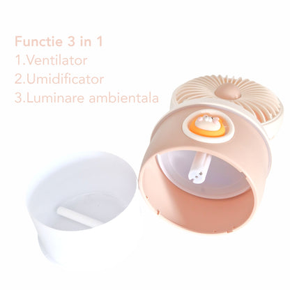 Ventilator si Umidificator, cu acumulator, Naimeed D5836, USB, Portocaliu, 110x210x105mm