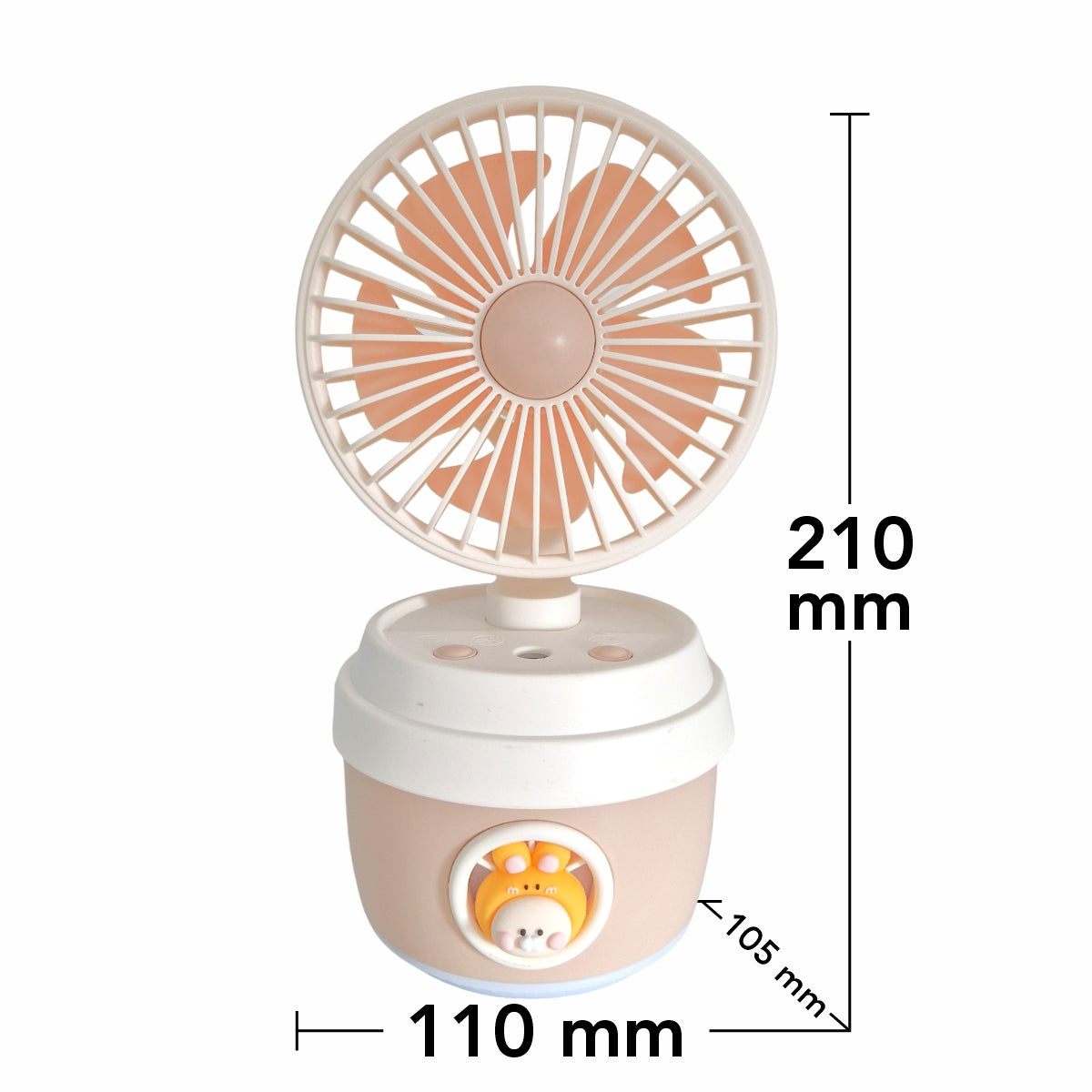 Ventilator si Umidificator, cu acumulator, Naimeed D5836, USB, Portocaliu, 110x210x105mm