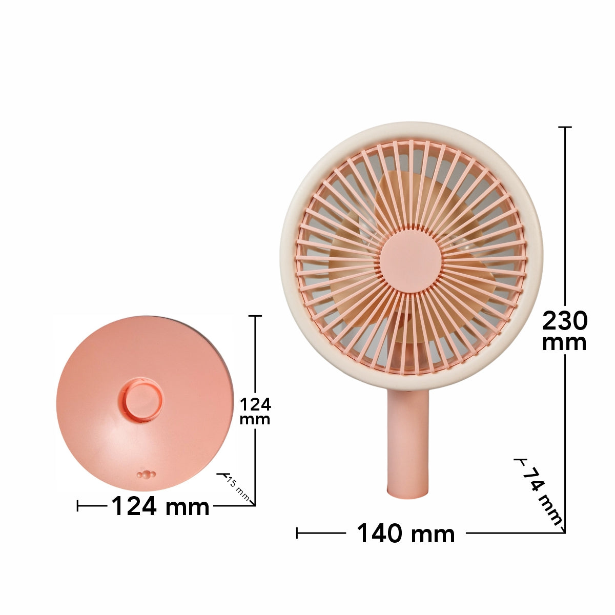 Ventilator, cu acumulator, Naimeed D5845, USB, Roz, 140x230x74mm