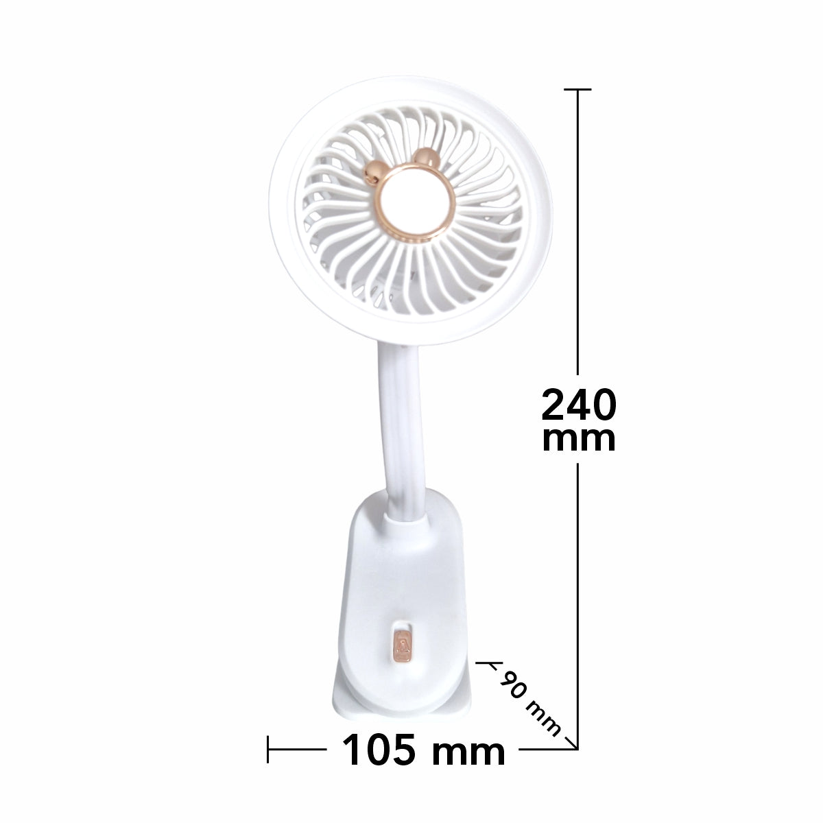 Ventilator, cu acumulator, Naimeed D5862, USB, Alb, 105x240x90mm