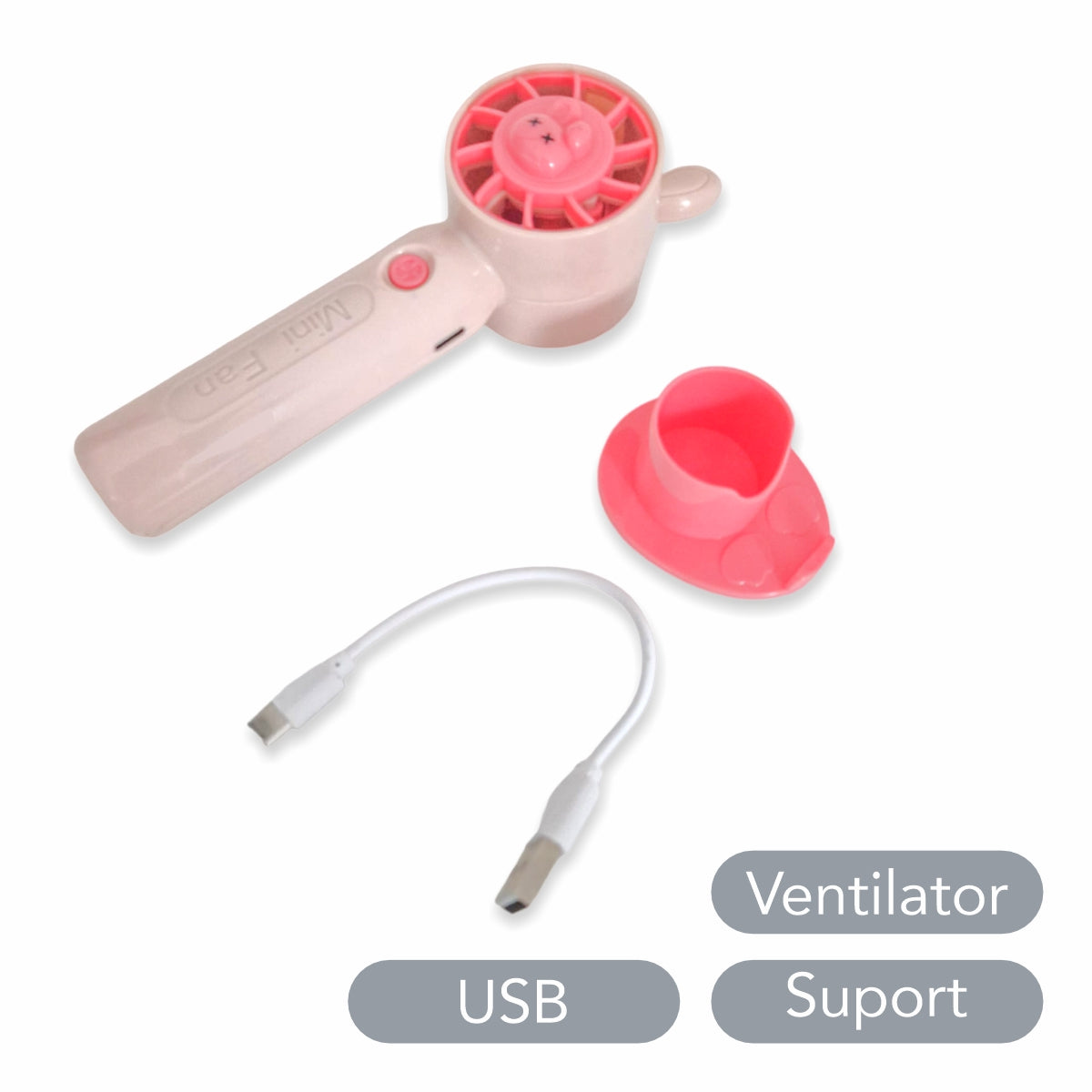 Ventilator, cu acumulator, Naimeed D5876, USB, Crem, 50x178x47mm
