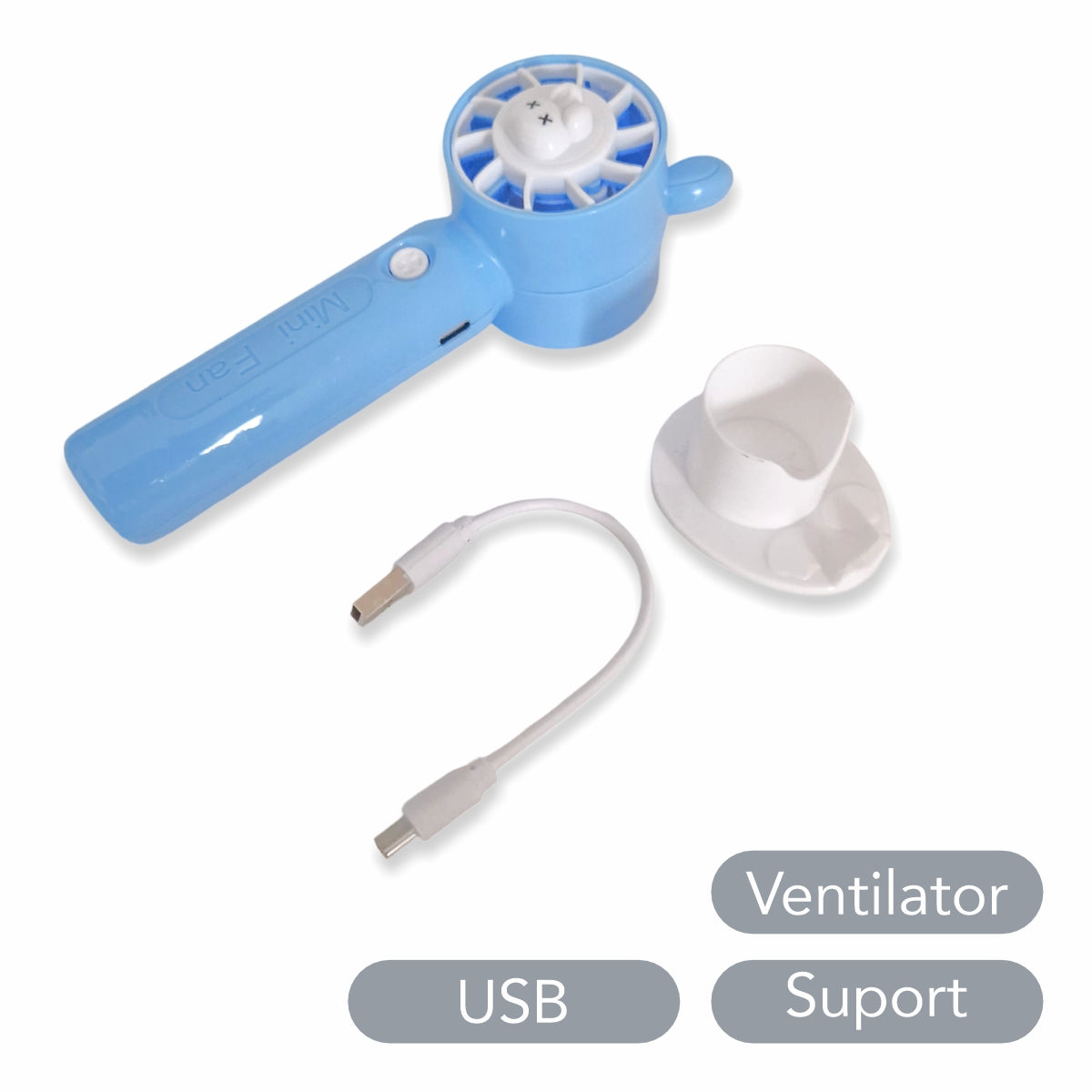 Ventilator, cu acumulator, Naimeed D5877, USB, Albastru, 50x178x47mm