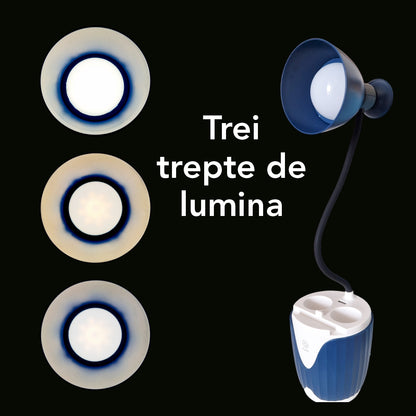 Veioza cu lumina LED, Naimeed D5887, Albastru, cu touch, incarcare USB telefon  100x437x117mm