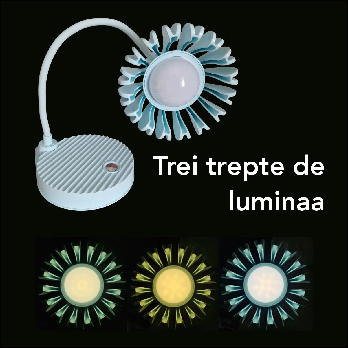 Veioza cu lumina LED, Naimeed D5888, Turcoaz, cu 3 trepte de lumina, 120x380x120mm
