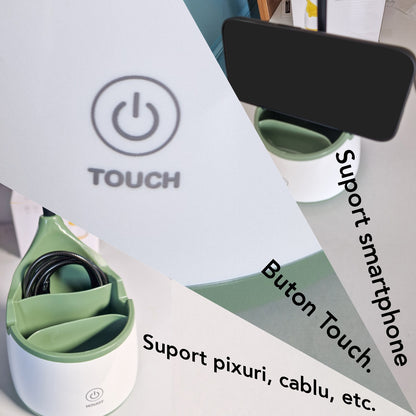Veioza cu lumina LED, Naimeed D5889, Verde, cu touch, incarcare USB telefon  105x470x105mm