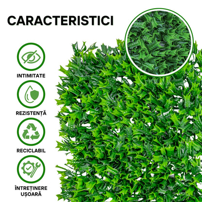 Panou din plante artificiale, cu frunze, Naimeed D5900, Verde, 600x400mm