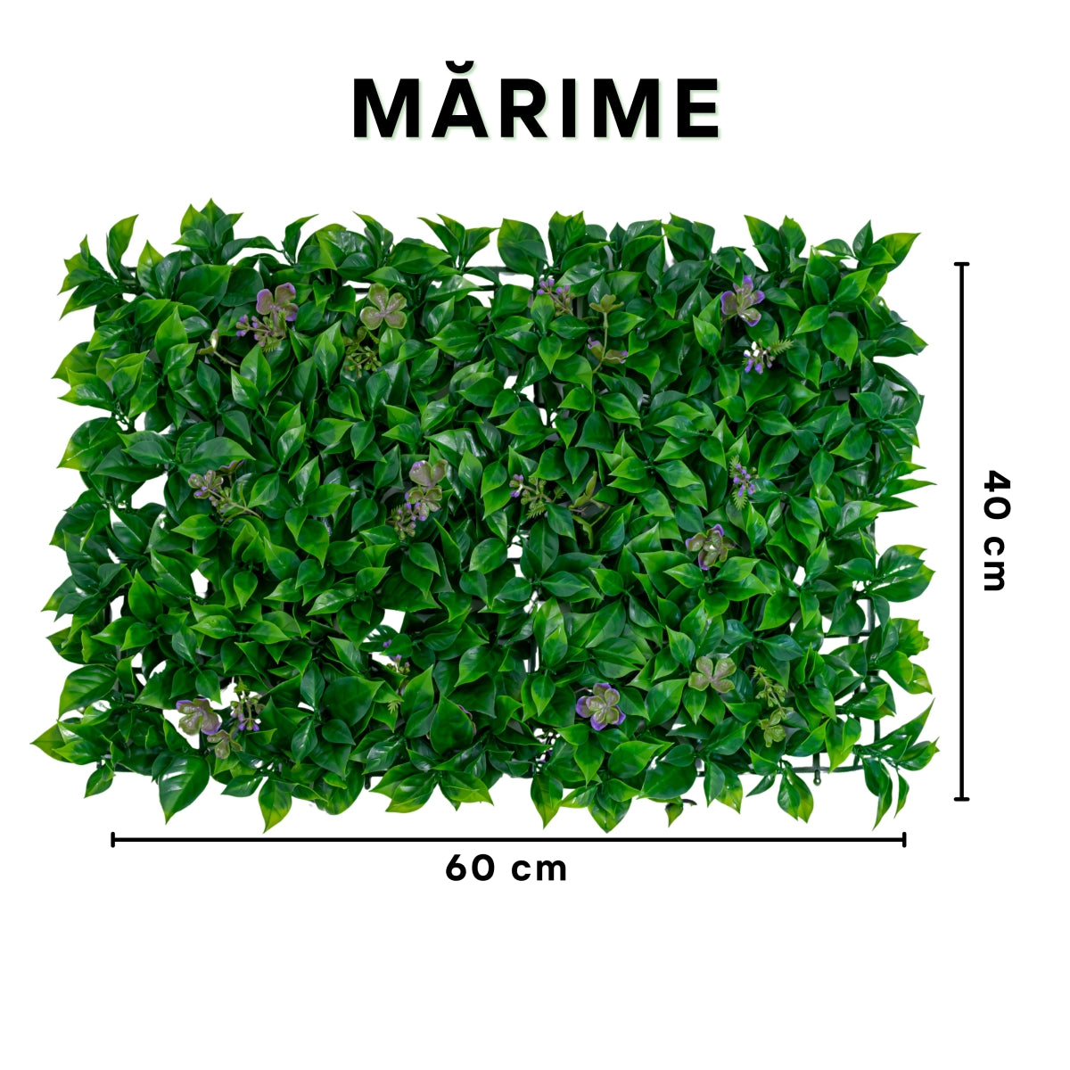 Panou din plante artificiale, cu frunze, Naimeed D5901, Verde Inchis, 600x400mm