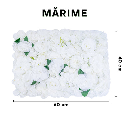 Panou din plante artificiale cu flori, Naimeed D5911, Alb, 600x400mm