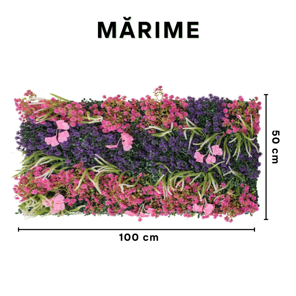 Panou din plante artificiale cu flori, Naimeed D5913, Mulricolor, 1000x500mm