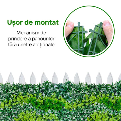 Panou din plante artificiale, cu gazon, Naimeed D5914, Verde-Alb, 1000x500mm