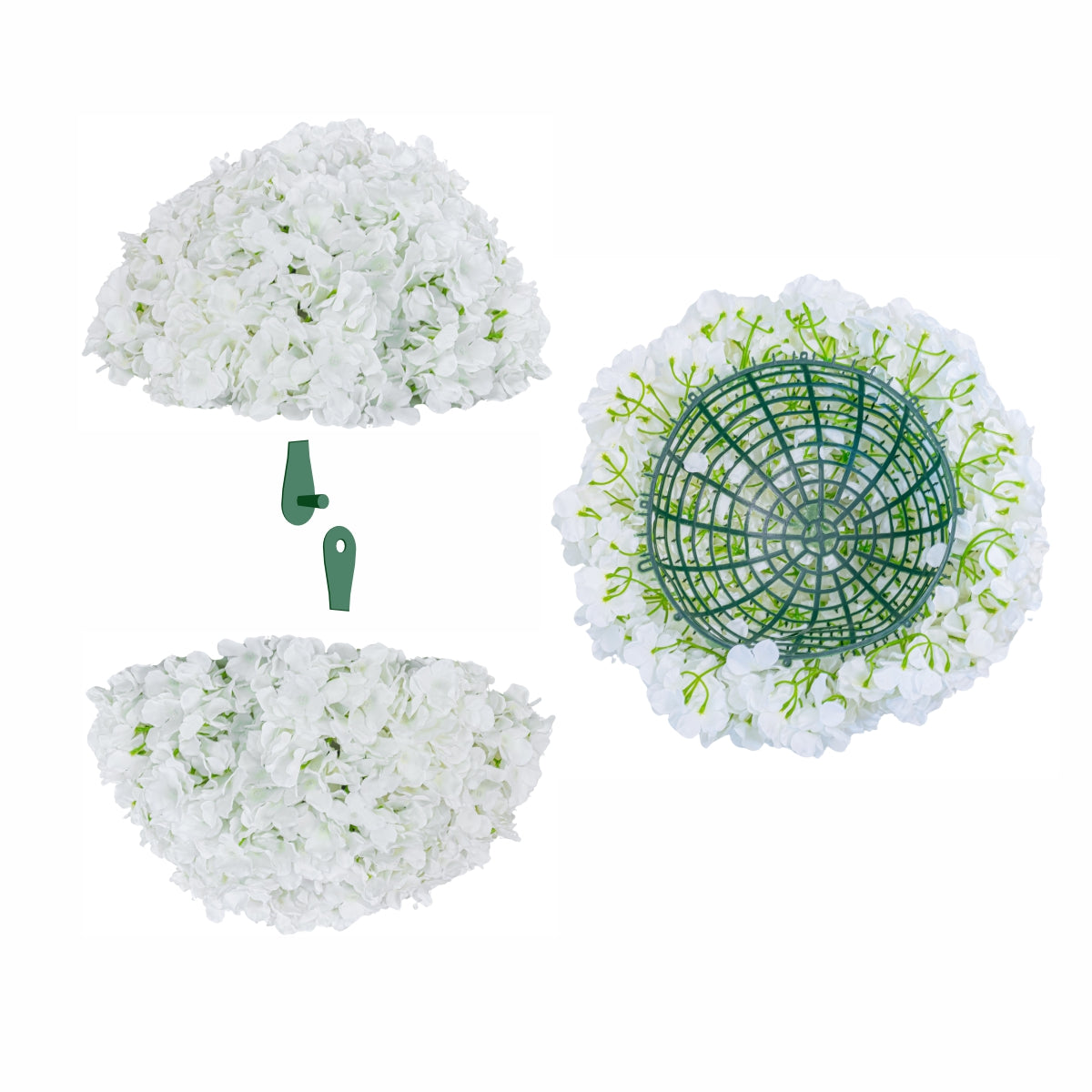 Sfera din plante artificiale, cu flori, Naimeed D5923, Alb, 150mm