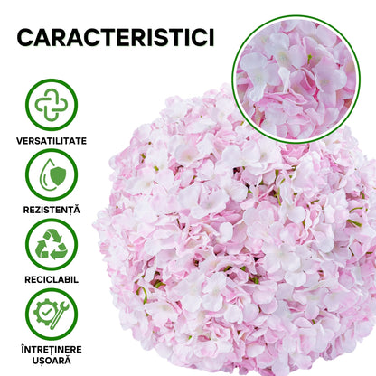 Sfera din plante artificiale, cu flori, Naimeed D5924, Roz, 150mm