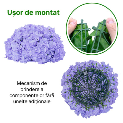 Sfera din plante artificiale, cu flori, Naimeed D5925, Mov, 150mm