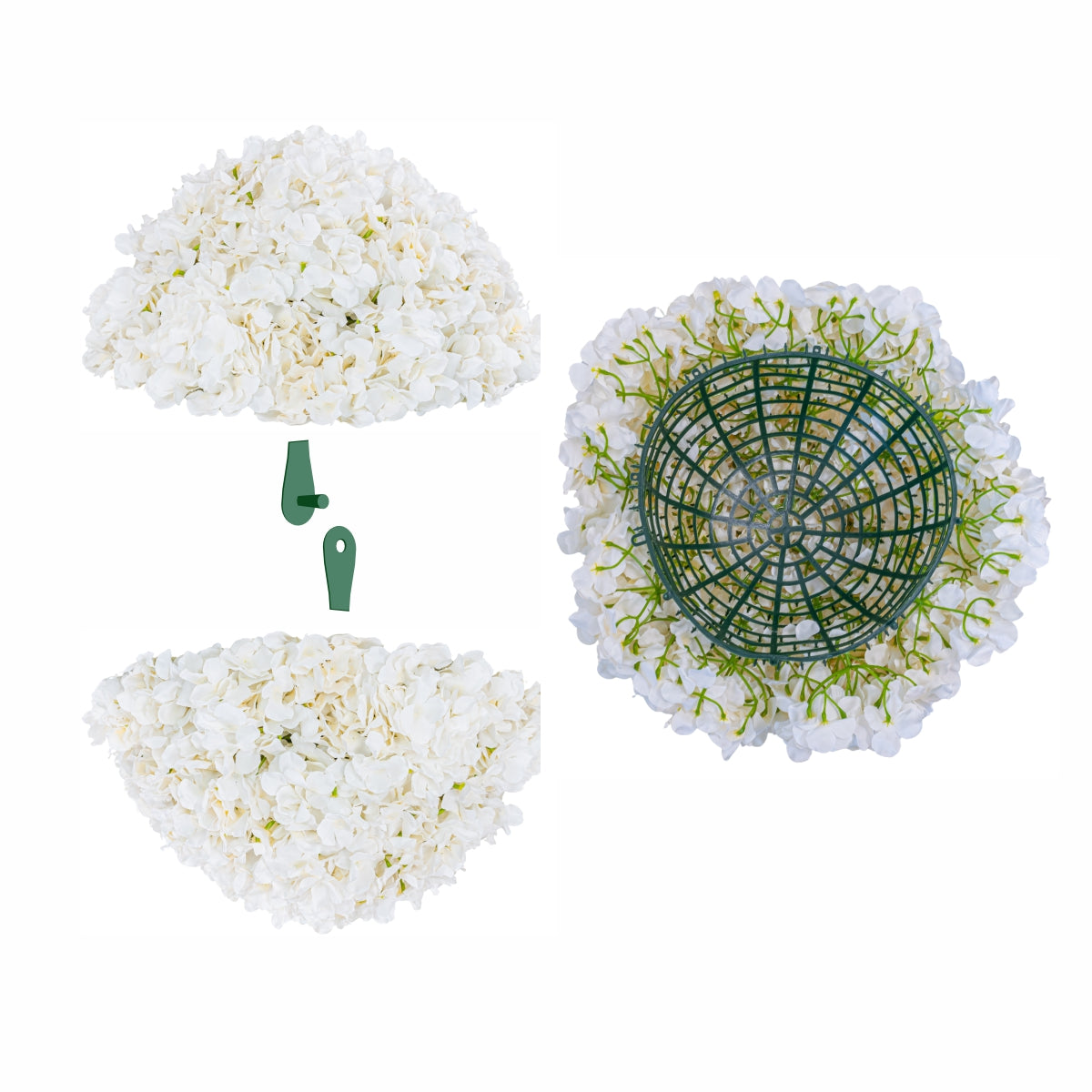 Sfera din plante artificiale, cu flori, Naimeed D5926, Alb, 150mm