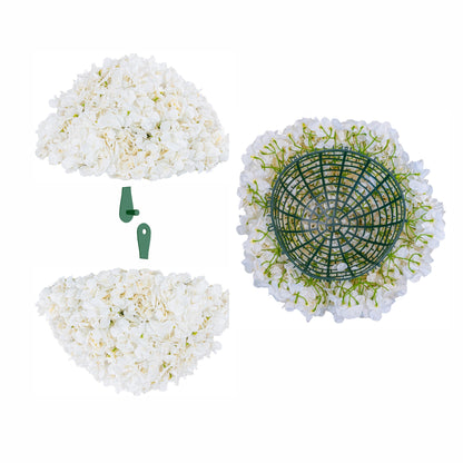 Sfera din plante artificiale, cu flori, Naimeed D5926, Alb, 150mm