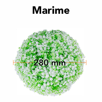 Sfera din plante artificiale, cu flori, Naimeed D5931, Verde-Alb, 280mm