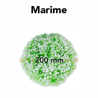 Sfera din plante artificiale, cu flori, Naimeed D5932, Verde-Alb, 200mm