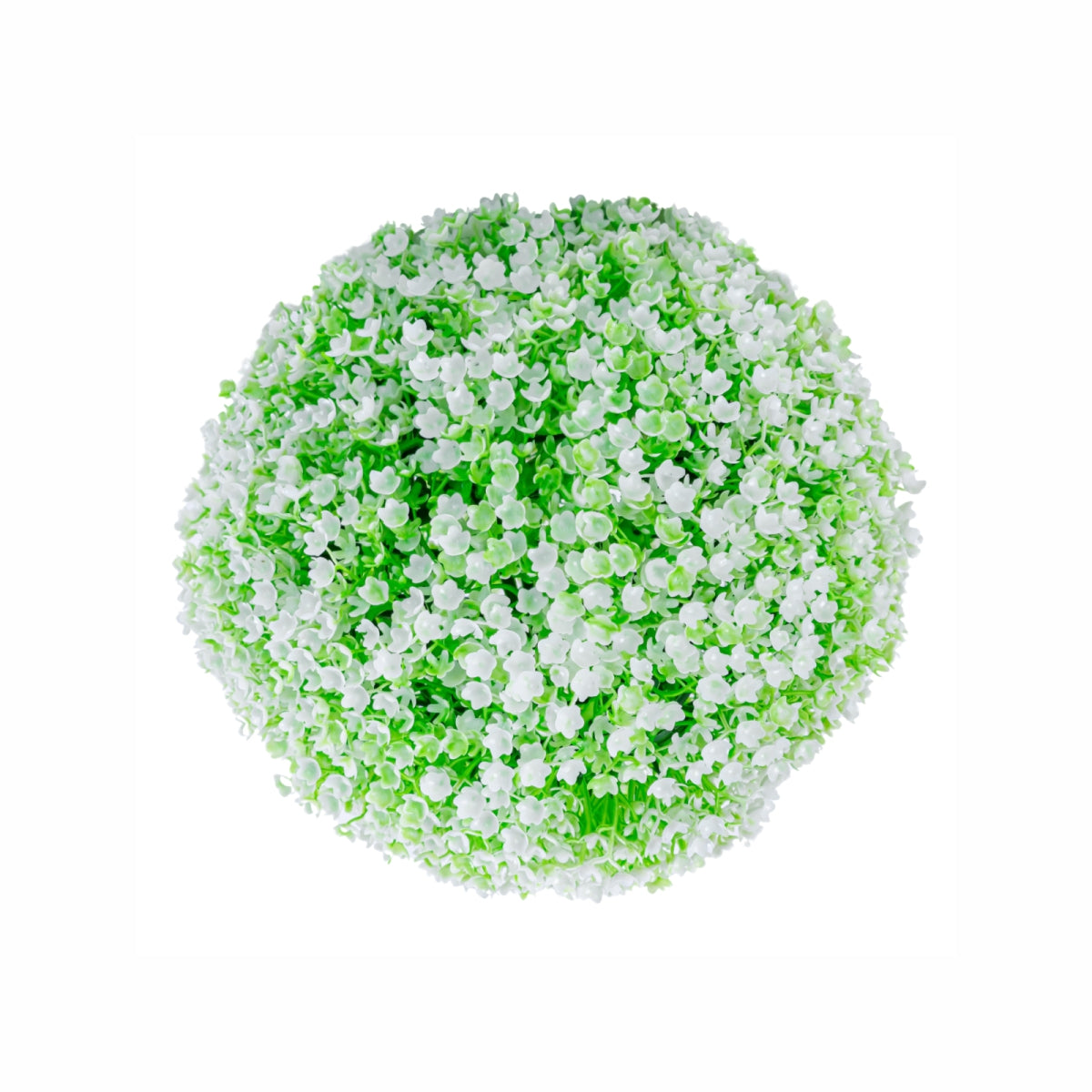 Sfera din plante artificiale, cu flori, Naimeed D5934, Verde-Alb, 100mm