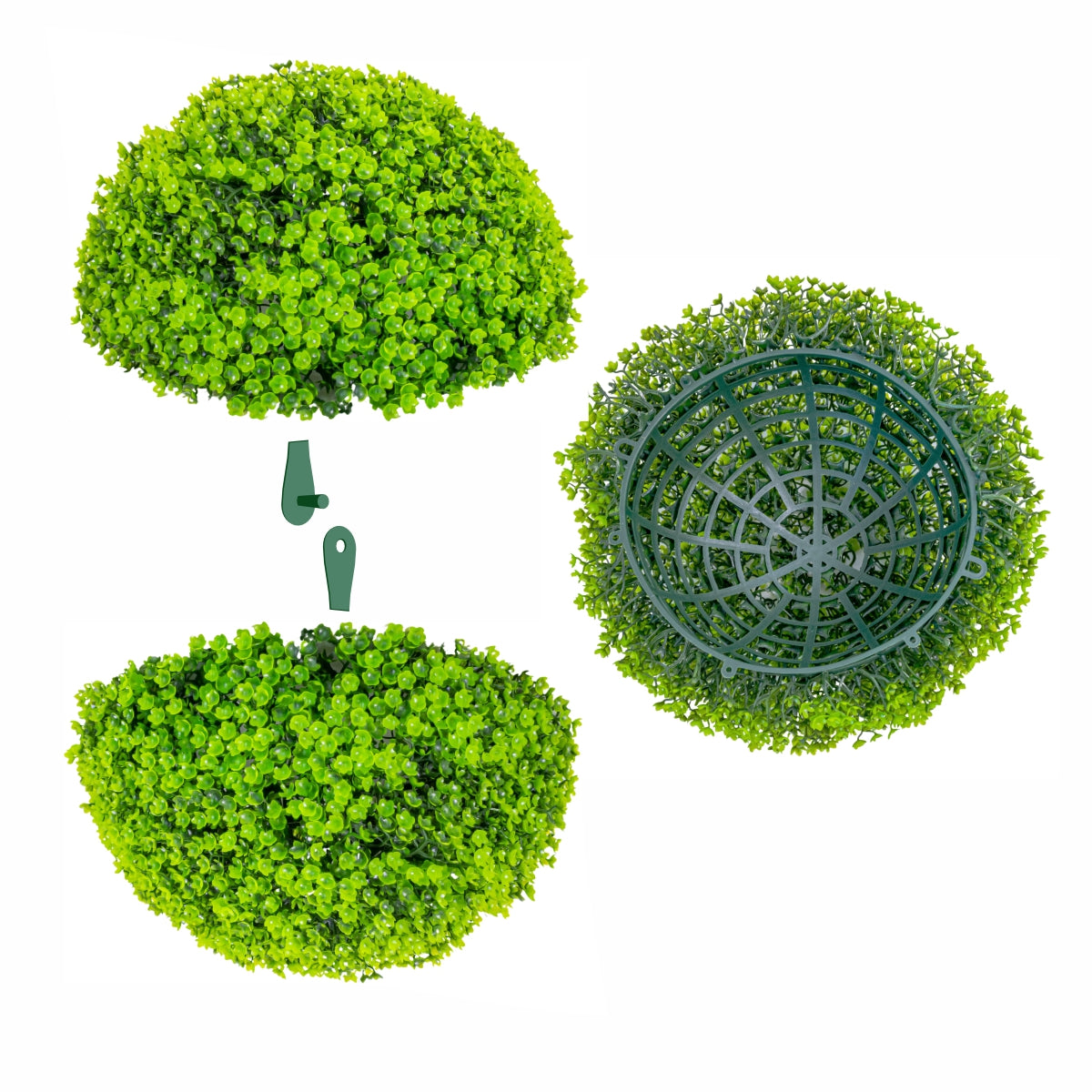Sfera din plante artificiale, cu flori, Naimeed D5935, Verde Inchis, 280mm