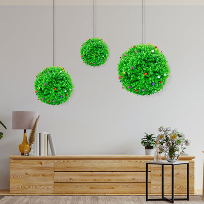 Sfera din plante artificiale, cu flori, Naimeed D5945, Verzui, 150mm