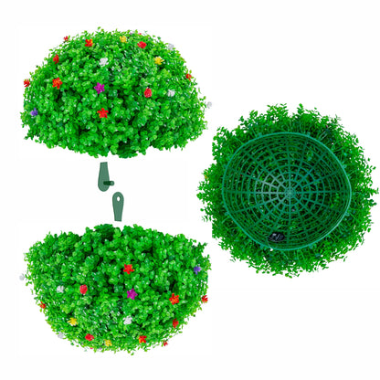 Sfera din plante artificiale, cu flori, Naimeed D5944, Verzui, 200mm
