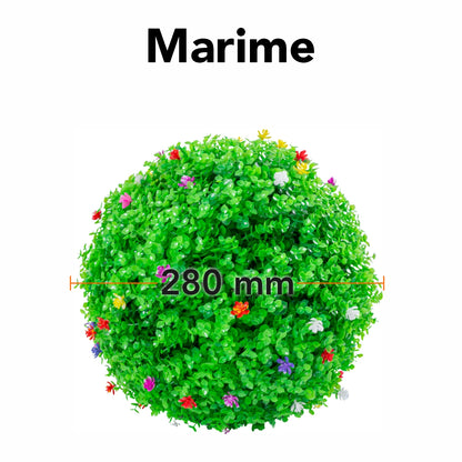 Sfera din plante artificiale, cu flori, Naimeed D5943, Verzui, 280mm