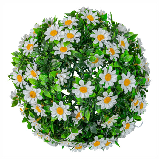 Sfera din plante artificiale, cu flori, Naimeed D5947, Vernil, 280mm
