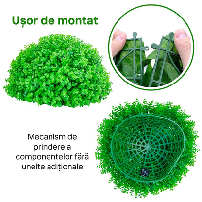 Sfera din plante artificiale, Naimeed D5958, Verde, 100mm