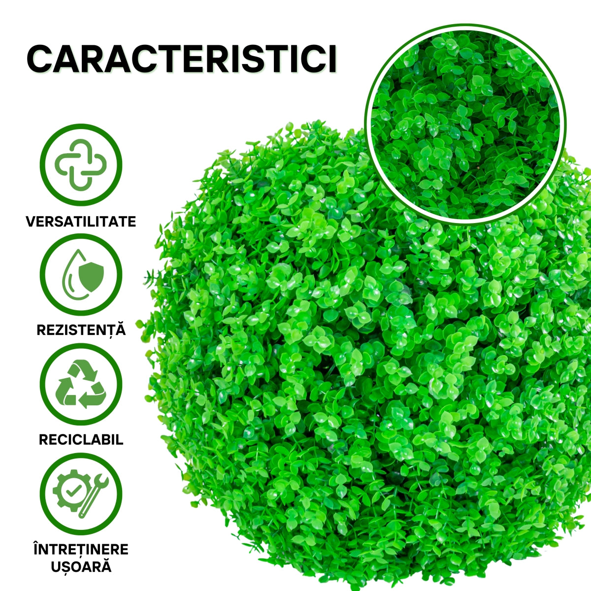 Sfera din plante artificiale, Naimeed D5955, Verde, 280mm