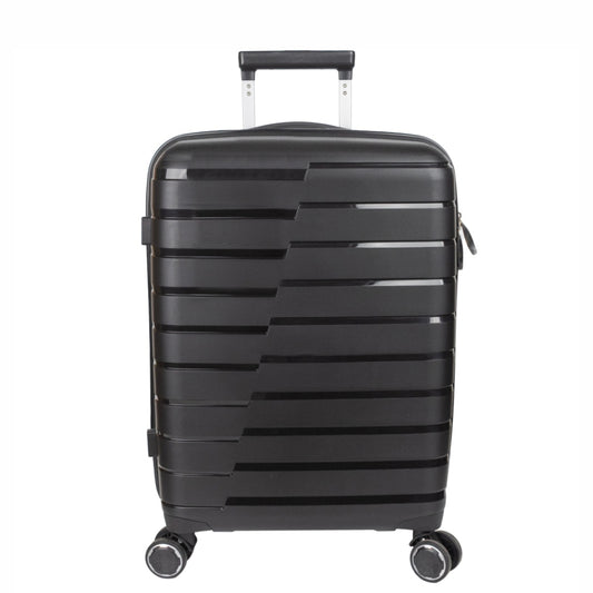 Troler voiaj Mare L, StowAway, Naimeed D5962, 4 roti duble 360 grade detasabile , PP, inchidere cifru, Negru, 44x26x61cm