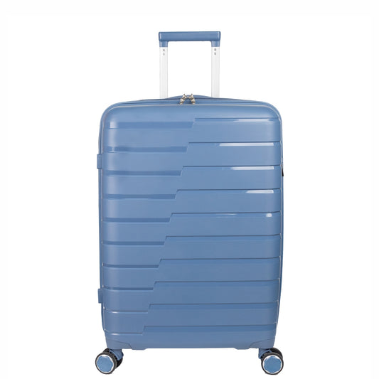 Troler voiaj Mare L, StowAway, Naimeed D5963, 4 roti duble 360 grade detasabile , PP, inchidere cifru, Albastru, 44x26x61cm