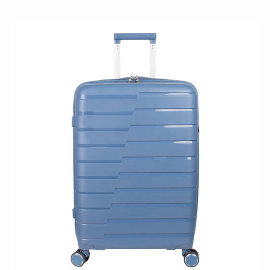 Troler voiaj Mediu M, StowAway, Naimeed D5963, 4 roti duble 360 grade detasabile , PP, inchidere cifru, Albastru, 39x22x51cm