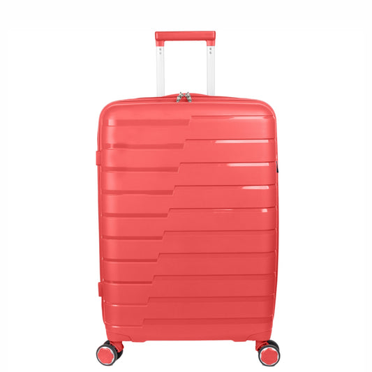Troler voiaj Mare L, StowAway, Naimeed D5964, 4 roti duble 360 grade detasabile , PP, inchidere cifru, Rosu, 44x26x61cm