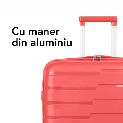 Troler voiaj Mic S, StowAway, Naimeed D5964, 4 roti duble 360 grade detasabile , PP, inchidere cifru, Rosu, 37x20x48cm