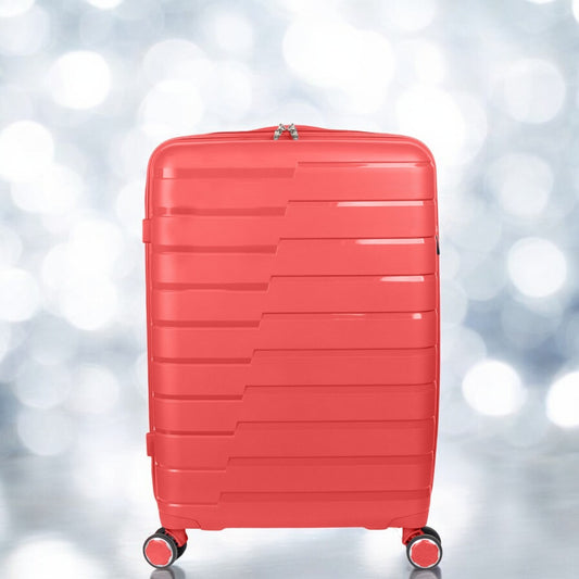 Troler voiaj Mediu M, StowAway, Naimeed D5964, 4 roti duble 360 grade detasabile , PP, inchidere cifru, Rosu, 39x22x51cm