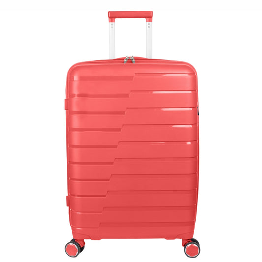 Troler voiaj Mare XL, StowAway, Naimeed D5964, 4 roti duble 360 grade detasabile , PP, inchidere cifru, Rosu, 51x29.5x70cm