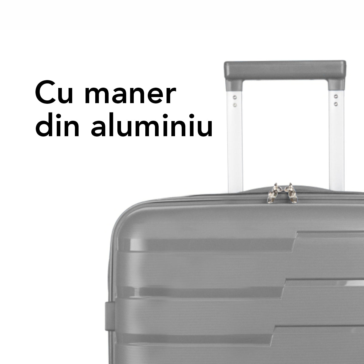 Troler voiaj Mediu M, StowAway, Naimeed D5965, 4 roti duble 360 grade detasabile , PP, inchidere cifru, Gri, 39x22x51cm