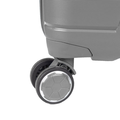Troler voiaj Mic S, StowAway, Naimeed D5965, 4 roti duble 360 grade detasabile , PP, inchidere cifru, Gri, 37x20x48cm