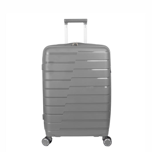 Troler voiaj Mediu M, StowAway, Naimeed D5965, 4 roti duble 360 grade detasabile , PP, inchidere cifru, Gri, 39x22x51cm