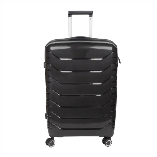 Troler voiaj Mare L, StowAway, Naimeed D5966, 4 roti duble 360 grade detasabile , PP, inchidere cifru, Negru, 44x26x61cm