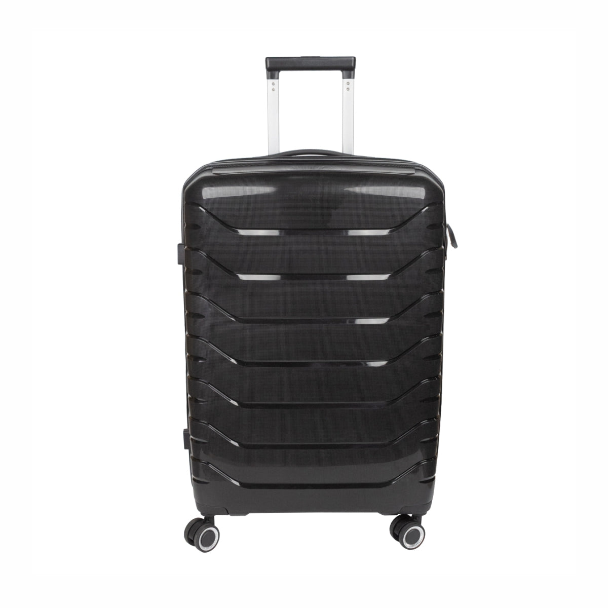 Troler voiaj Mediu M, StowAway, Naimeed D5966, 4 roti duble 360 grade detasabile , PP, inchidere cifru, Negru, 39x22x51cm