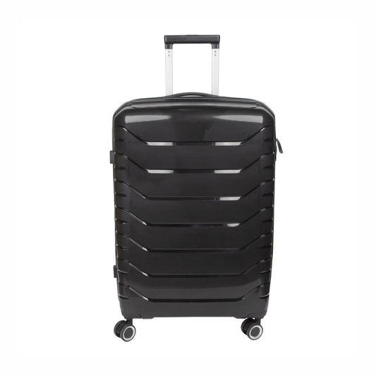 Troler voiaj Mediu M, StowAway, Naimeed D5966, 4 roti duble 360 grade detasabile , PP, inchidere cifru, Negru, 39x22x51cm