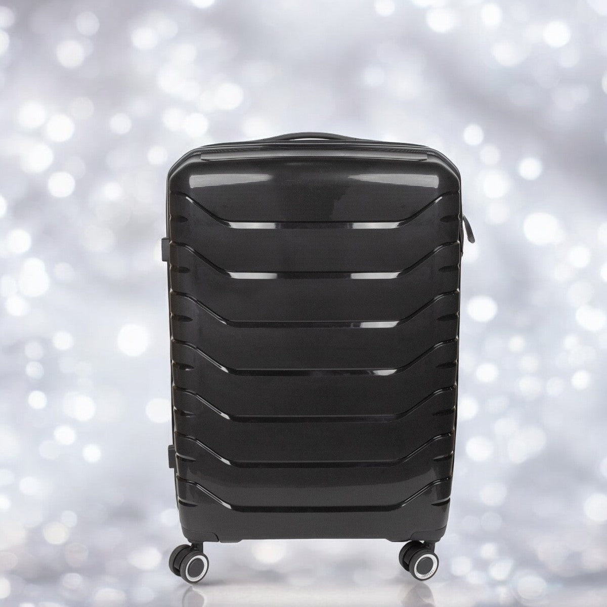 Troler voiaj Mare XL, StowAway, Naimeed D5966, 4 roti duble 360 grade detasabile , PP, inchidere cifru, Negru, 51x29.5x70cm