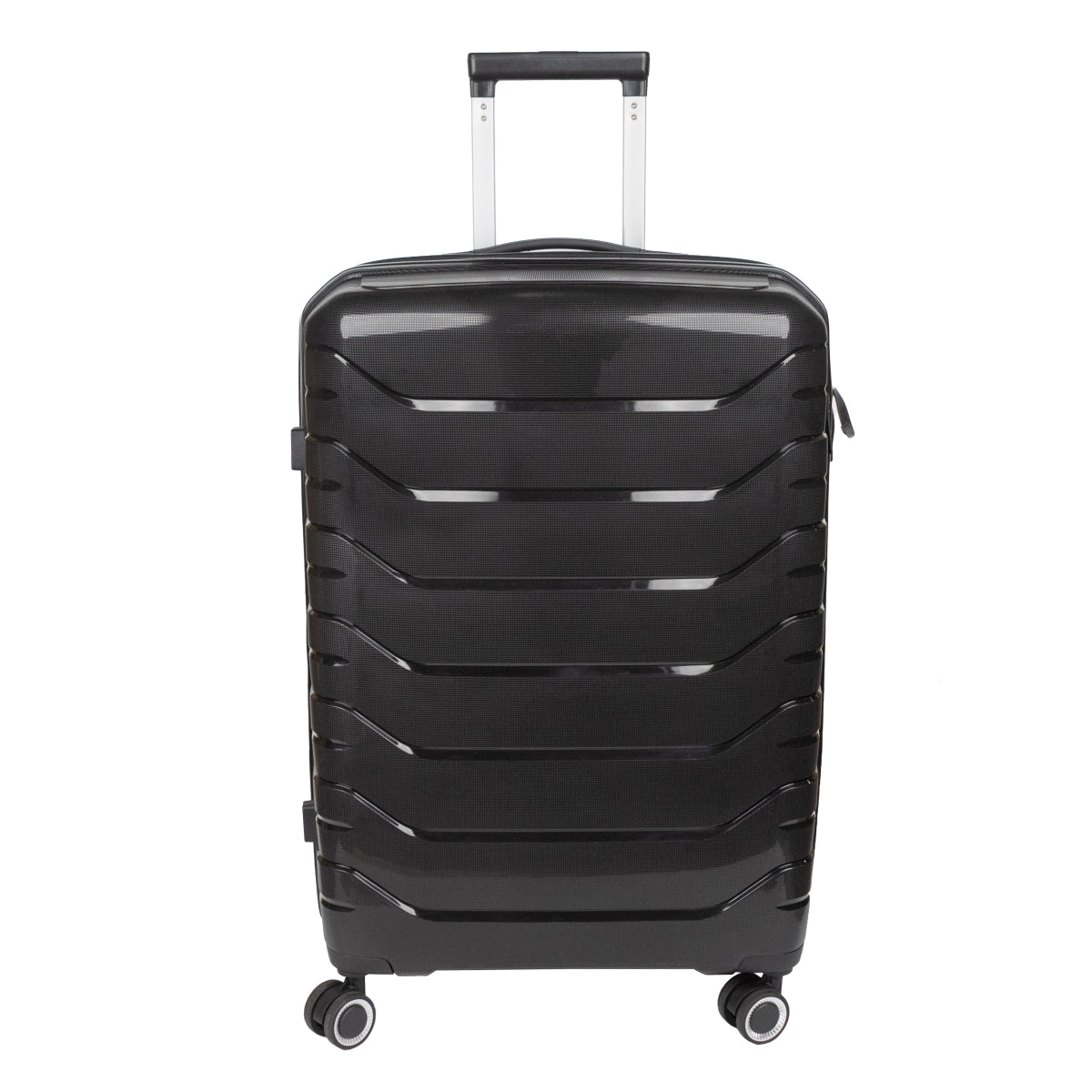 Troler voiaj Mare XL, StowAway, Naimeed D5966, 4 roti duble 360 grade detasabile , PP, inchidere cifru, Negru, 51x29.5x70cm
