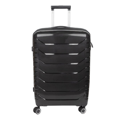 Troler voiaj Mare XL, StowAway, Naimeed D5966, 4 roti duble 360 grade detasabile , PP, inchidere cifru, Negru, 51x29.5x70cm