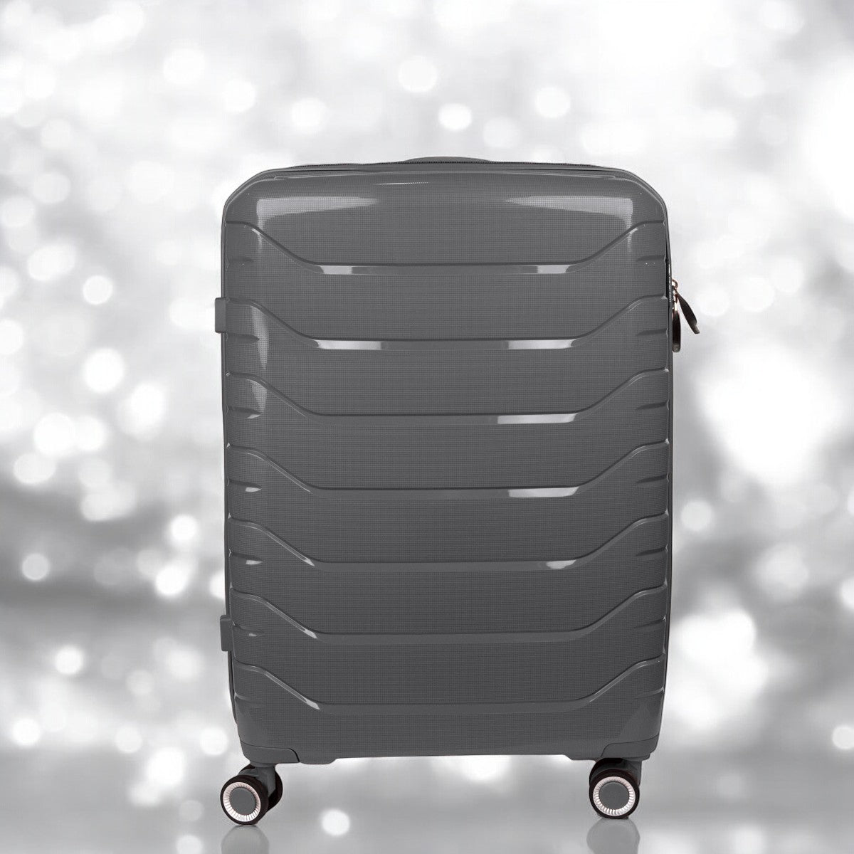 Troler voiaj Mare L, StowAway, Naimeed D5967, 4 roti duble 360 grade, PP, inchidere cifru, Gri, 44x26x61cm