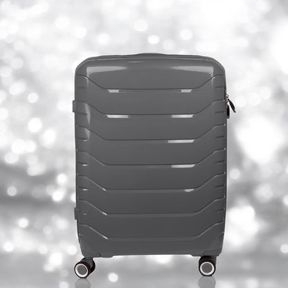 Troler voiaj Mare L, StowAway, Naimeed D5967, 4 roti duble 360 grade, PP, inchidere cifru, Gri, 44x26x61cm